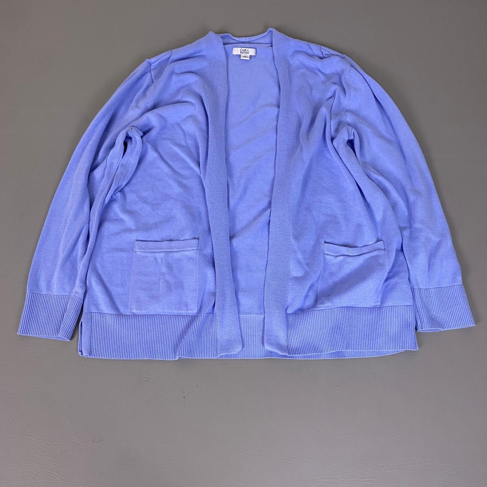 Croft & Barrow Cardigan Women's Size XL Periwinkle Blue Open Cotton Rayon Knit